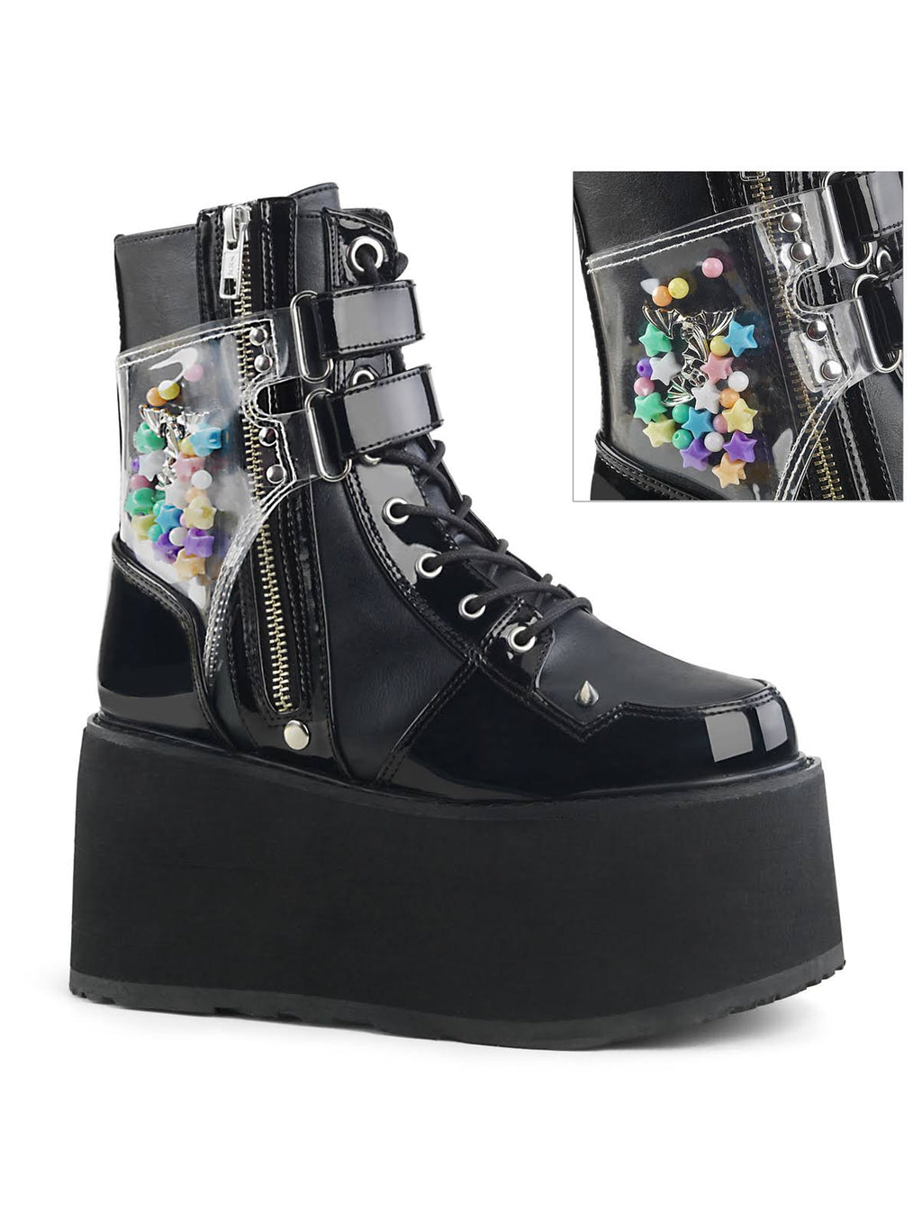 White Vegan Leather-Clear Hologram PVC Boots W1564