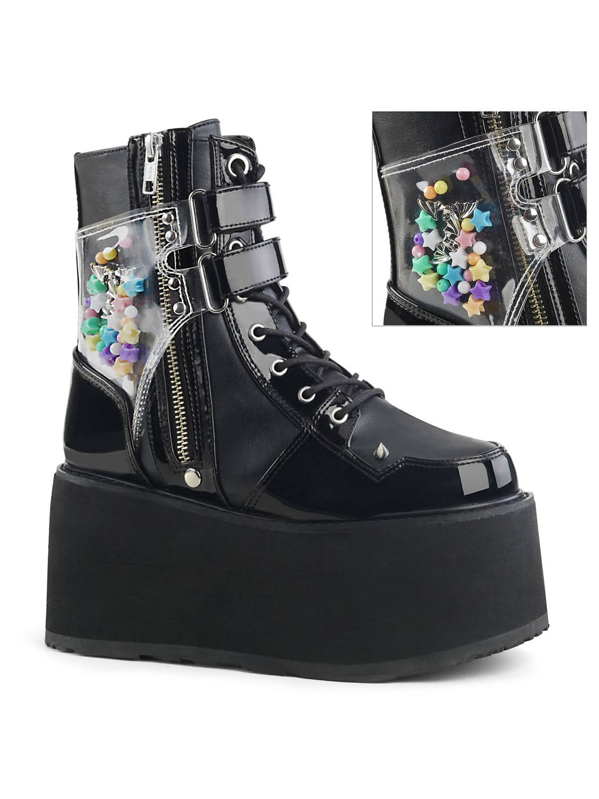 White Vegan Leather-Clear Hologram PVC Boots W1564