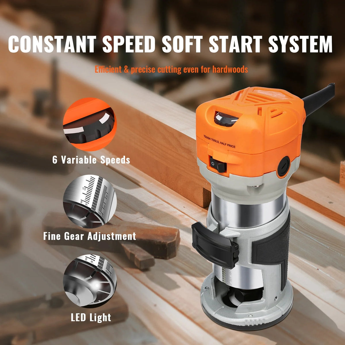 120V 800W 6 Speed 30000RPM Wood Trimmer Router Q643472