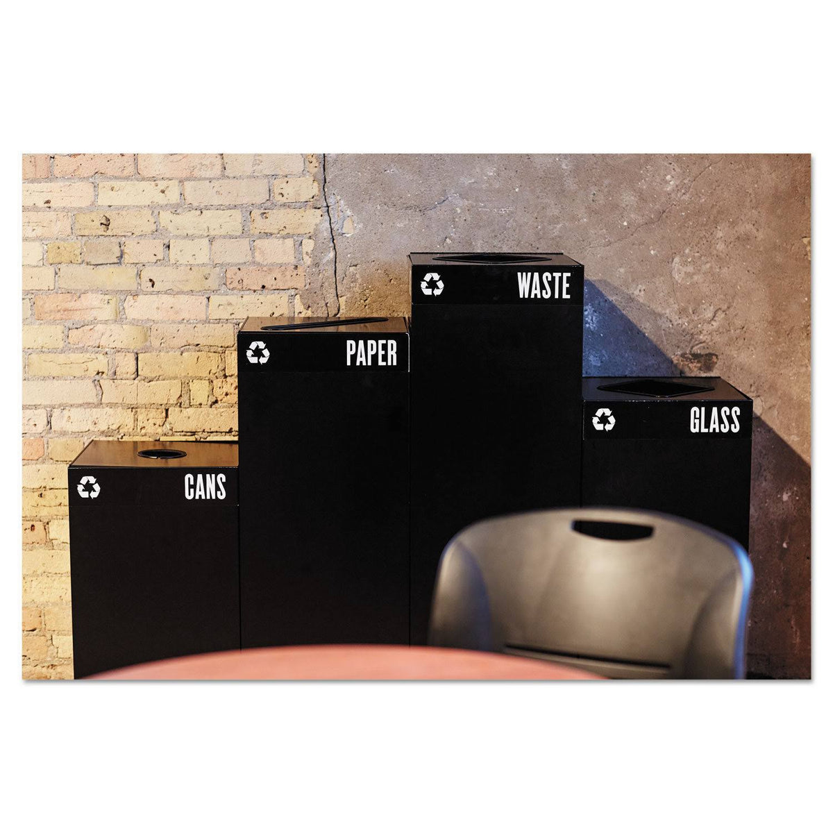 42 gal powder-coated steel black Trash Can Base M2286