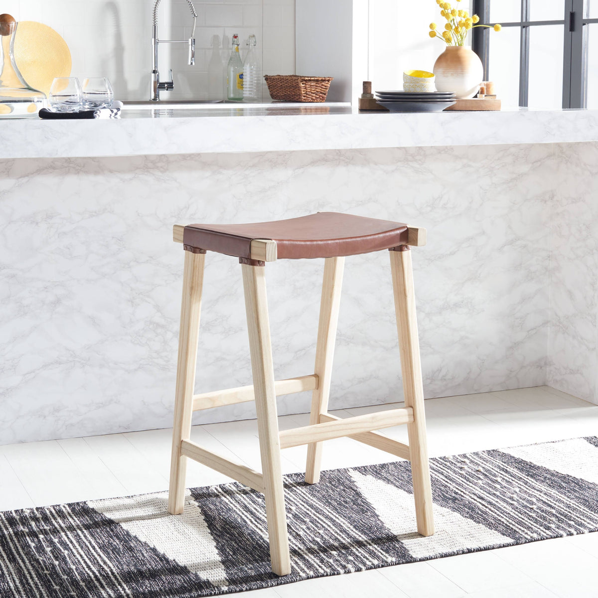 White Rectangle Bar Stool Y352