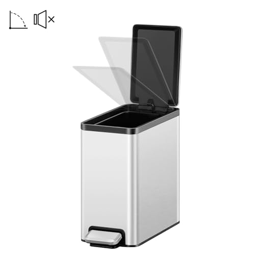 6L Stainless Steel Step On Trash Can with Lid 2 Pack Z49476