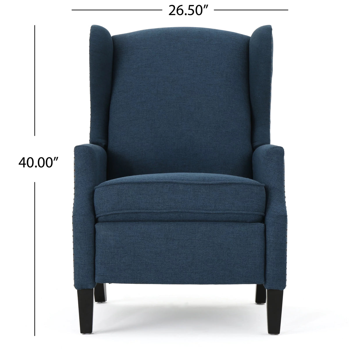 Navy Blue and Dark Brown Fabric Recliner Set of 2 O2744