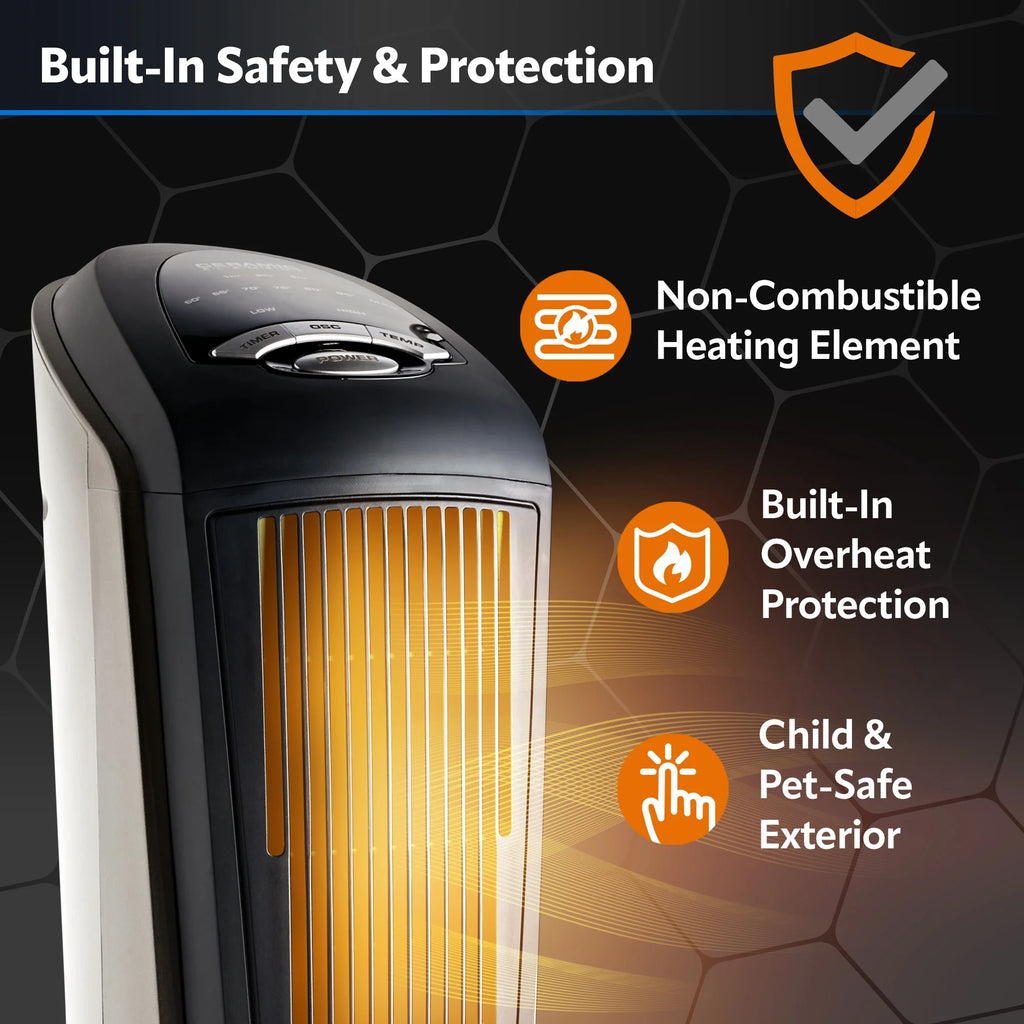 1500W Oscillating Ceramic Tower Space Heater with Remote C47328