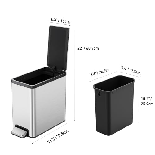 6L Stainless Steel Step On Trash Can with Lid 2 Pack Z49476