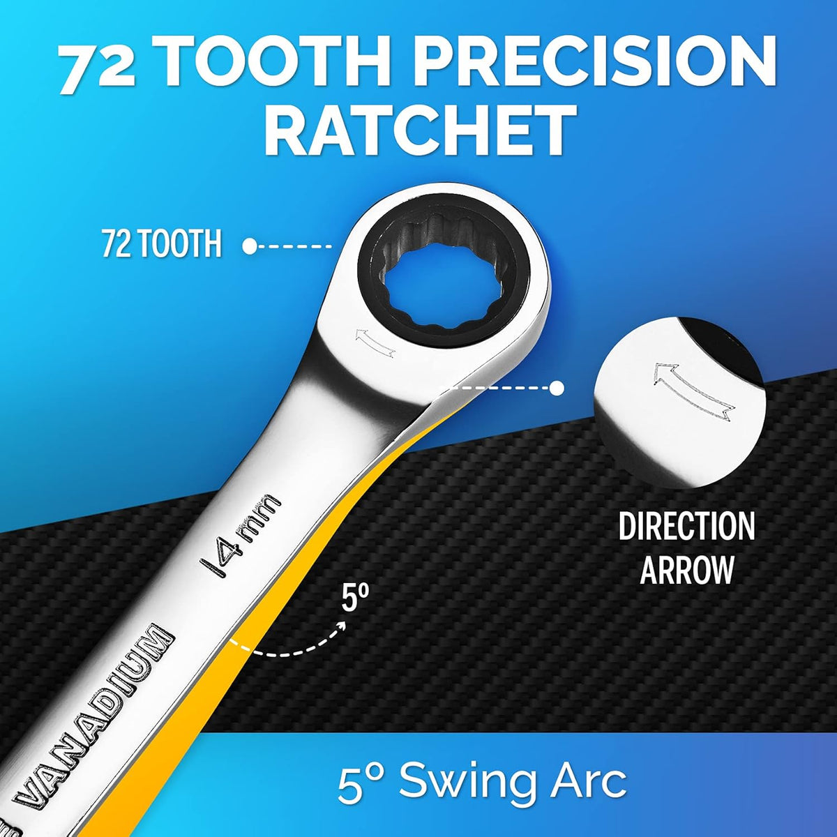 13 Pieces Slim Profile Ratcheting Wrench with Rack Organizer F216