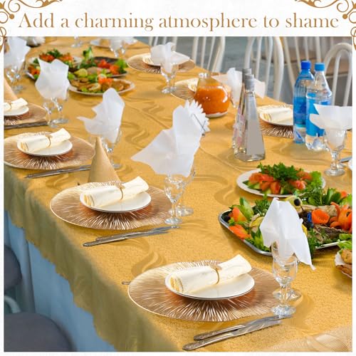 100 Set Gold 15 Inch Round Placemats and Napkin Rings Q833