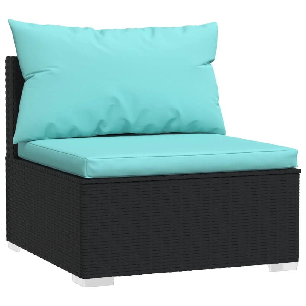 Black Poly Rattan 2 Piece Patio Furniture Set with Cushions P820