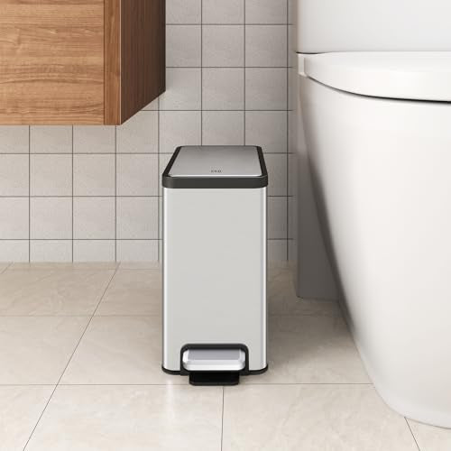 6L Stainless Steel Step On Trash Can with Lid 2 Pack Z49476