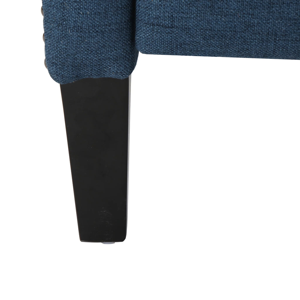 Navy Blue and Dark Brown Fabric Recliner Set of 2 O2744
