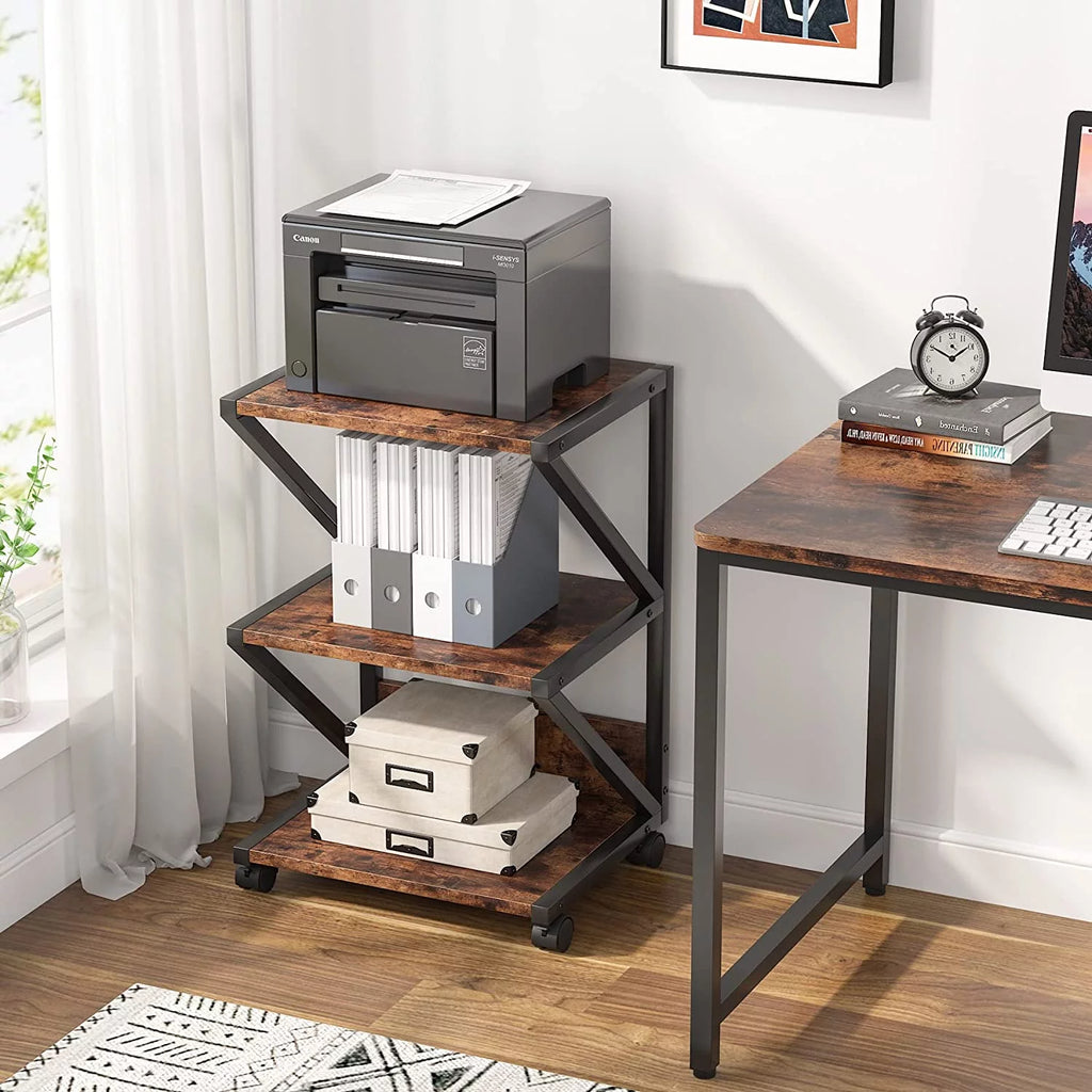 3-Tier Rolling Printer Cart with Storage Shelf X7199