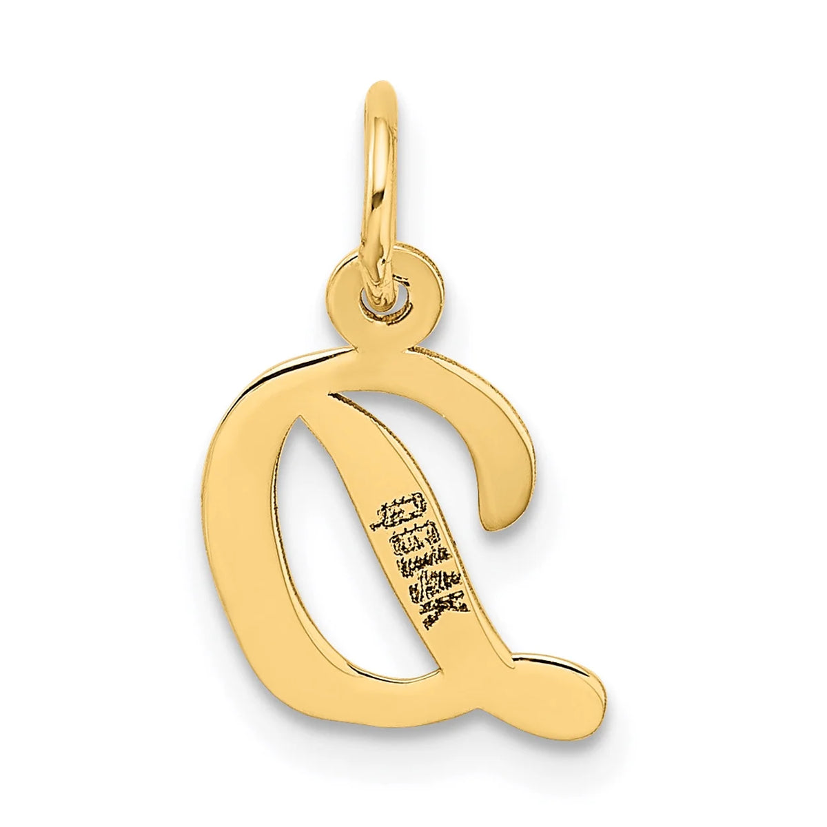 14K Yellow Gold Script Letter D Initial Pendant Charm with 10K Yellow Gold Rope Chain Necklace 16'' W2783