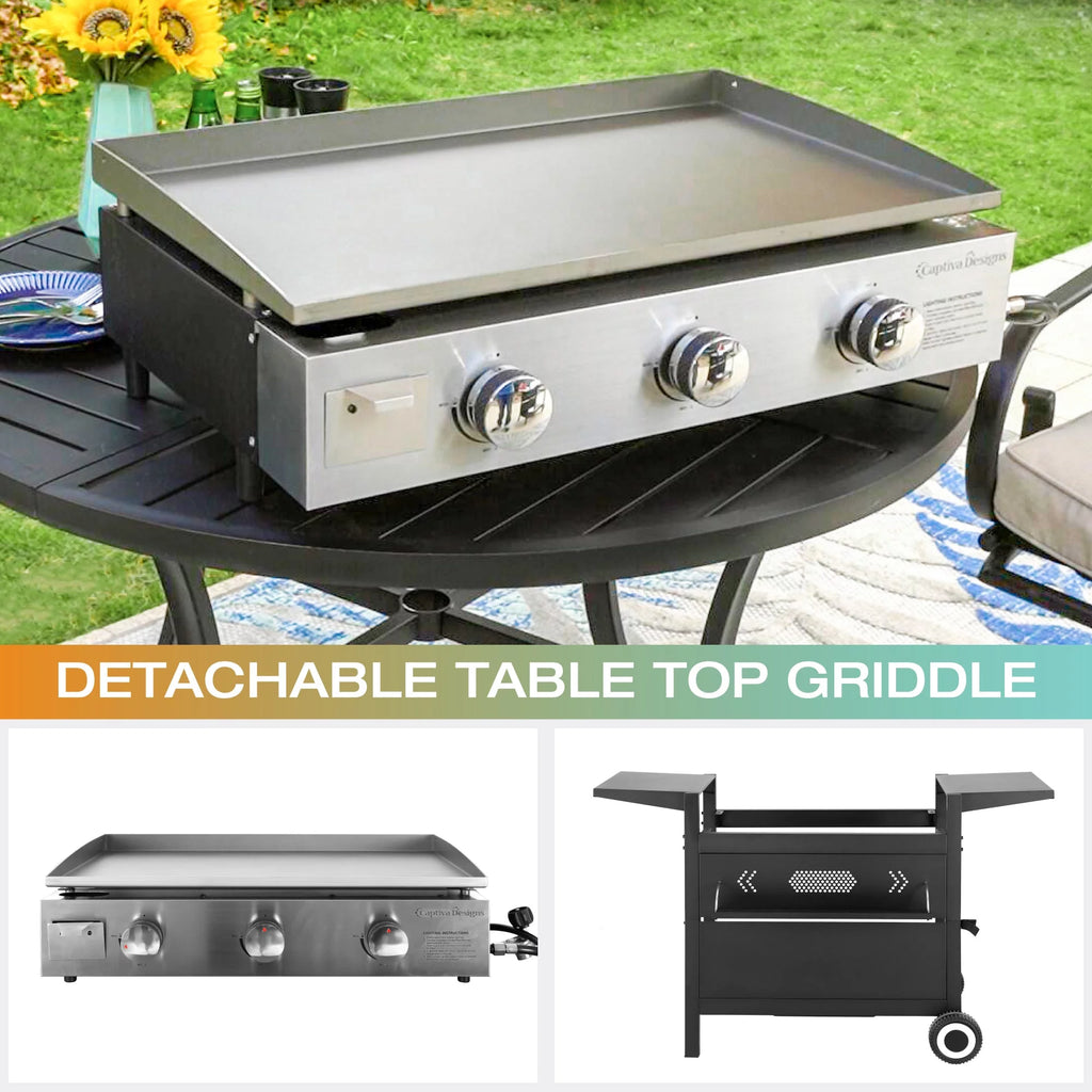 3-Burners Gas Griddle Portable Flat Table Top BBQ Grill 33,000 BTU R52727