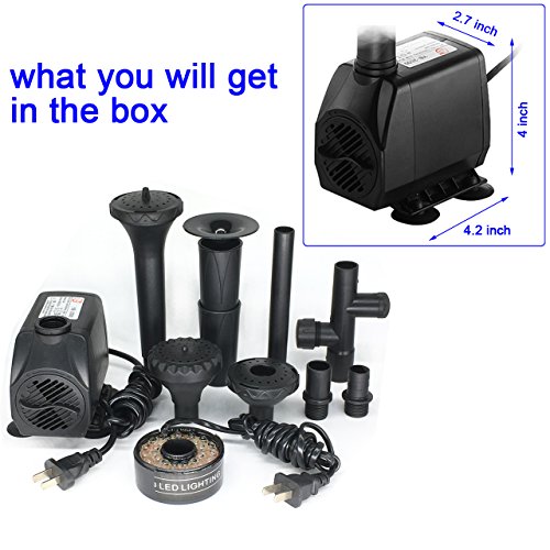 110V/55W Submersible Fountain Pump with RGB Ring and Nozzles R13677
