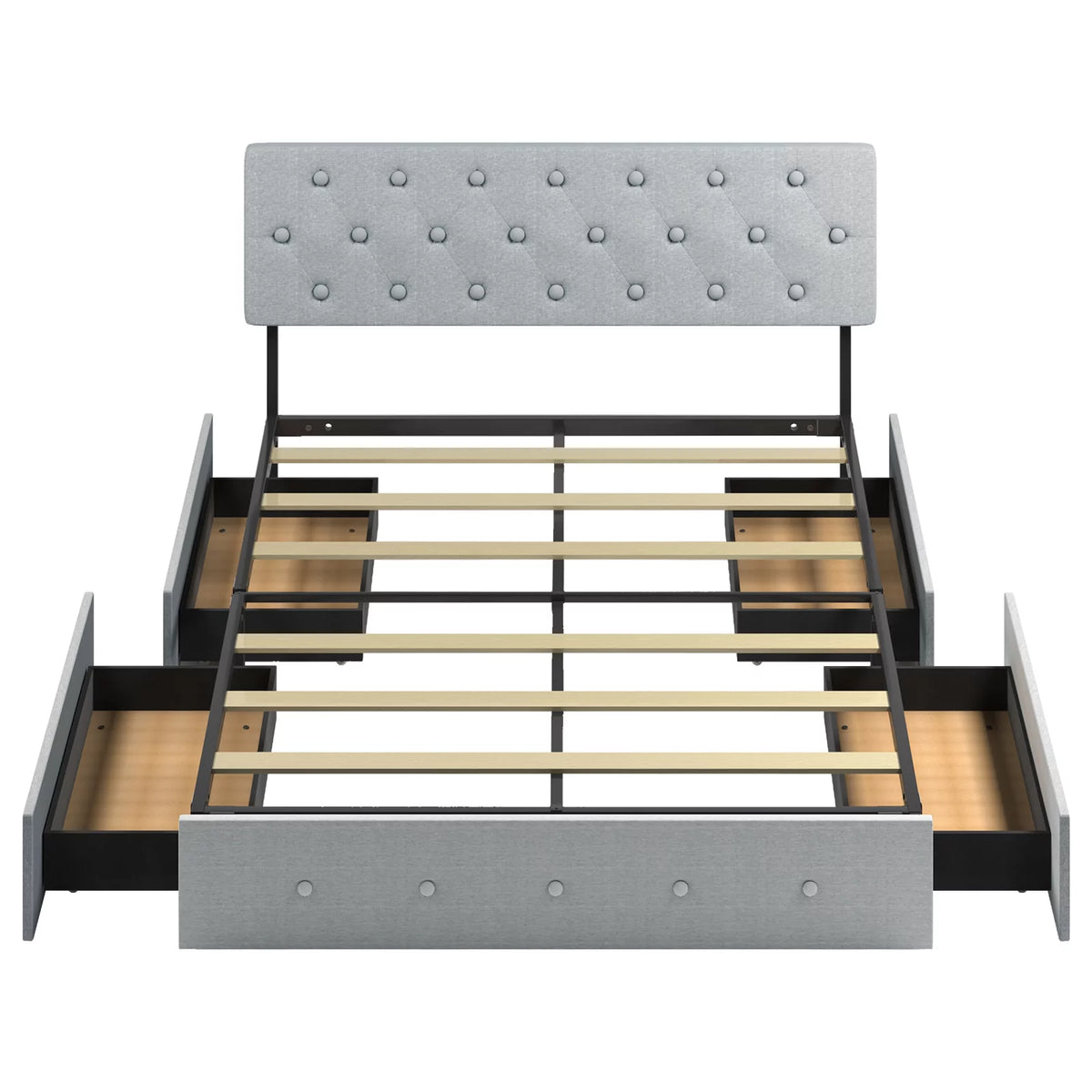 Full Size Bed Frame with 4 Storage Drawers D3856