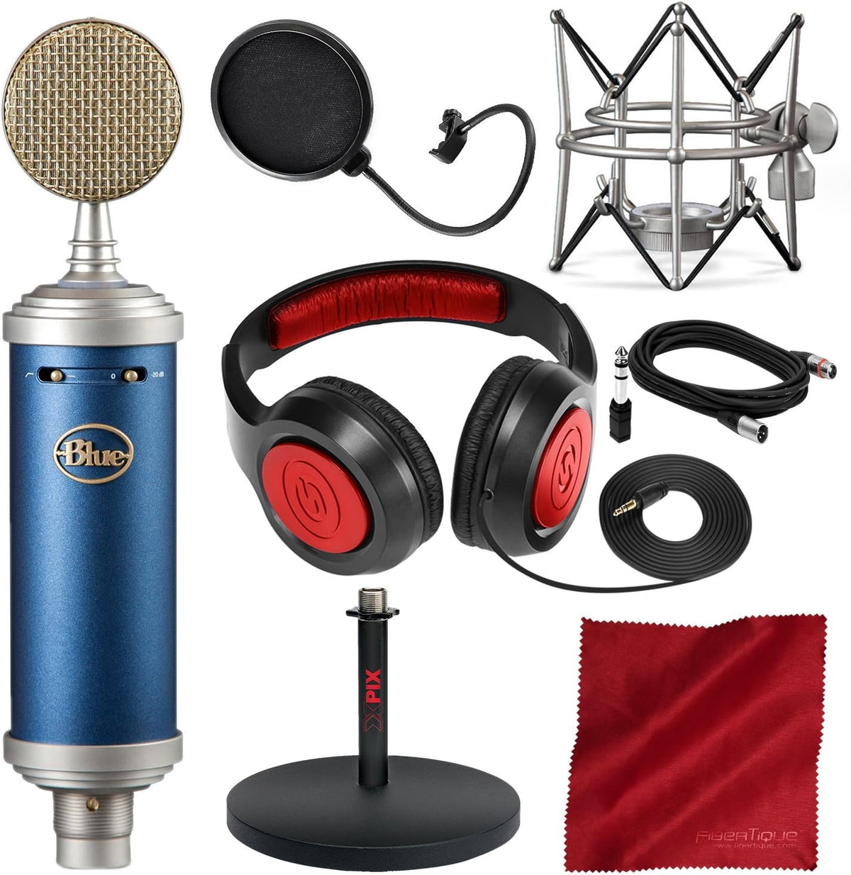 Large-Diaphragm Condenser Microphone with Closed-Back Headphones and XLR Cable H48537