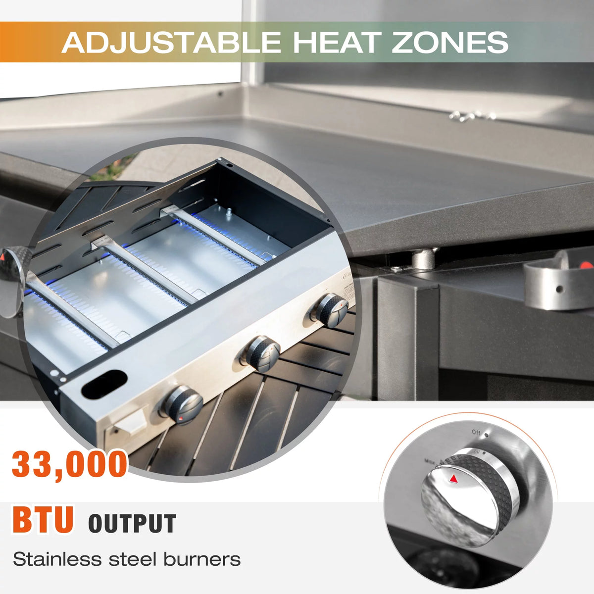 3-Burners Gas Griddle Portable Flat Table Top BBQ Grill 33,000 BTU R52727