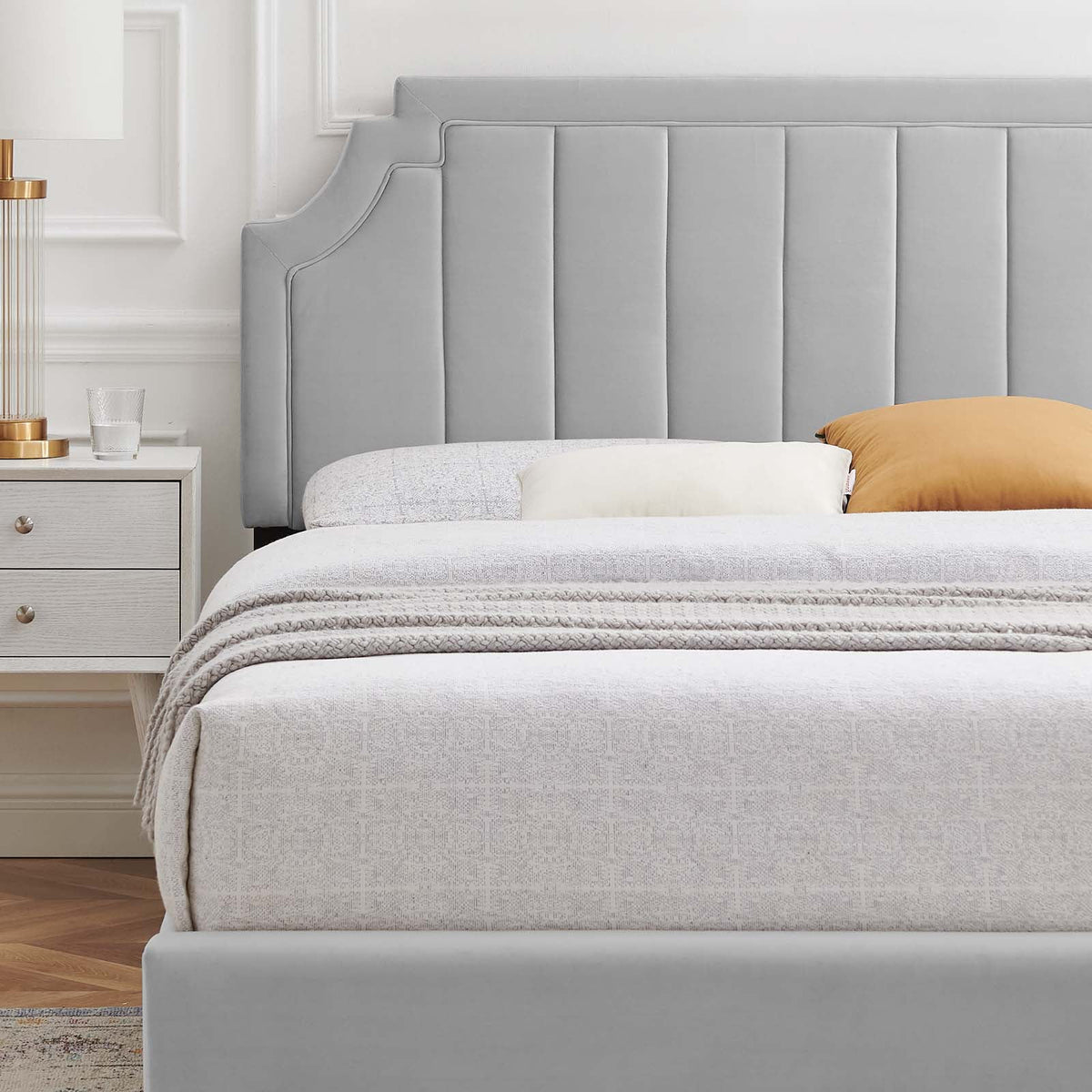 King Size Velvet Platform Bed Frame T2143