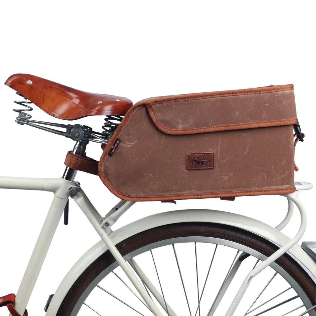 Brown Canvas Bicycle Trunk Cooler Bag P9374