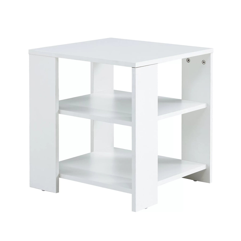 White 3 Tier Wood Square Nightstand W650