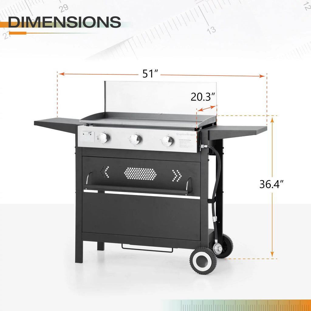 3-Burners Gas Griddle Portable Flat Table Top BBQ Grill 33,000 BTU R52727