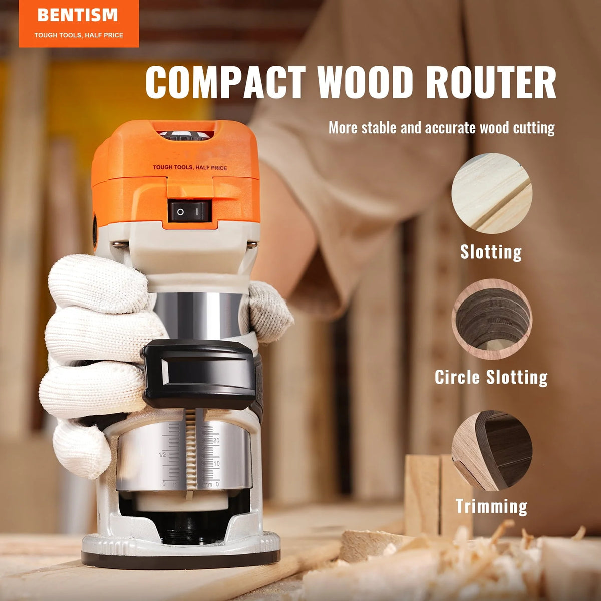 120V 800W 6 Speed 30000RPM Wood Trimmer Router Q643472