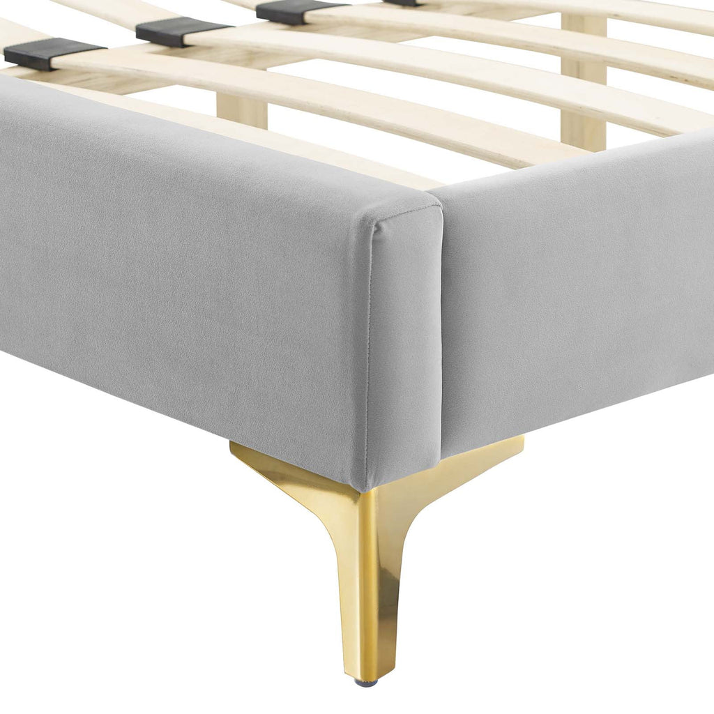 King Size Velvet Platform Bed Frame T2143