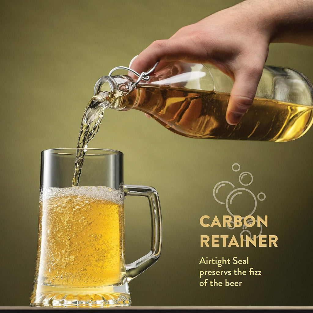 Clear Glass Swing Top Bottles 6 Pack 1 Liter N28929