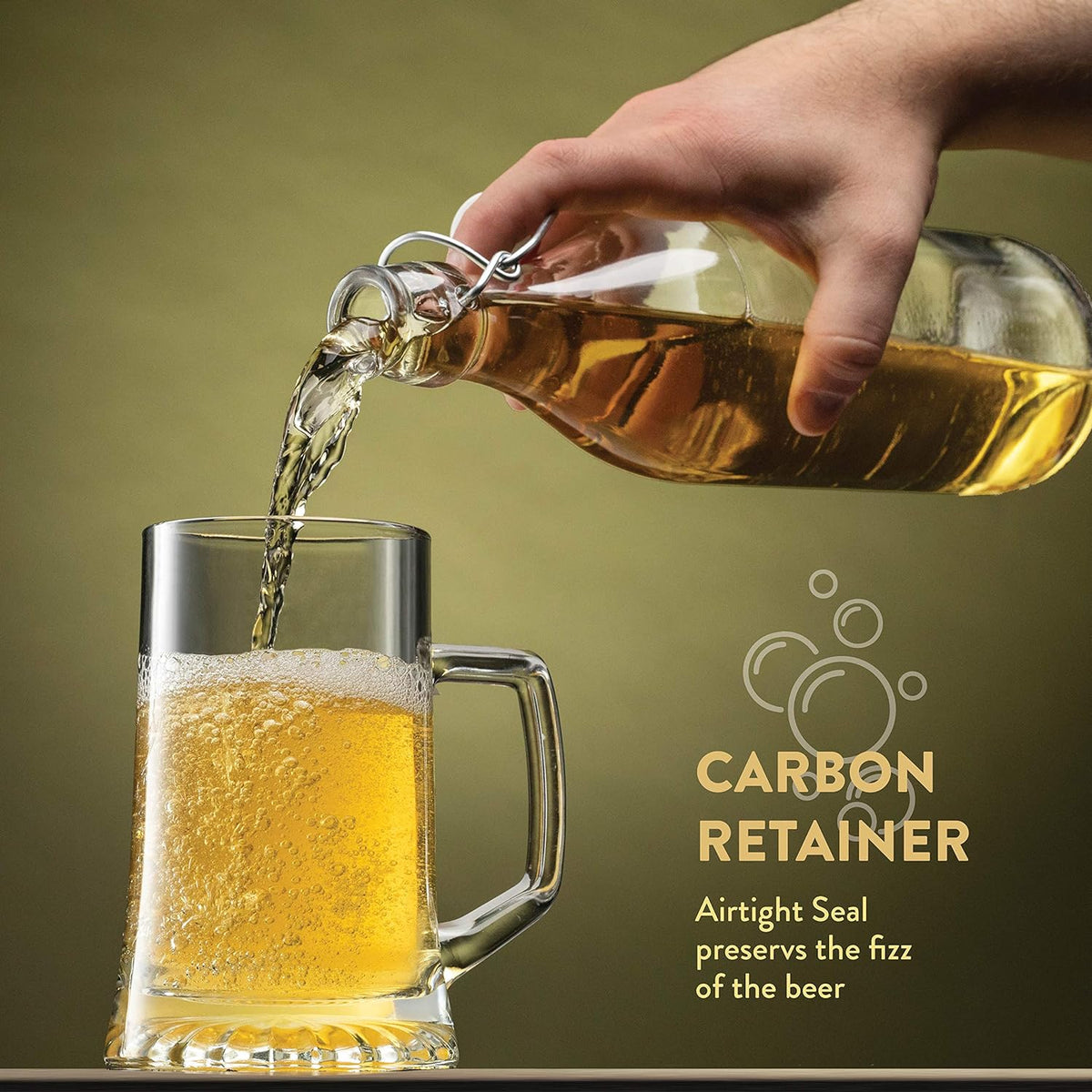Clear Glass Swing Top Bottles 6 Pack 1 Liter N28929