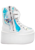 White Vegan Leather-Clear Hologram PVC Boots W1564
