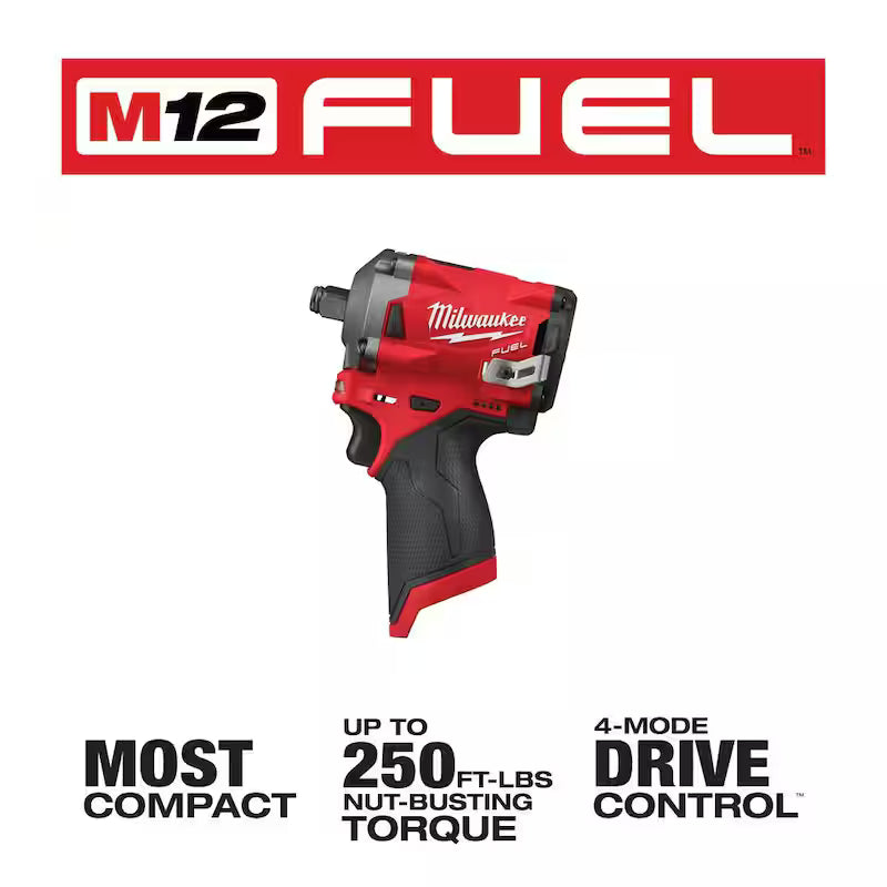 12V Brushless Cordless 1/4 in. and 1/2 in. Impact Wrenches with two 3.0 Ah Batteries T9162