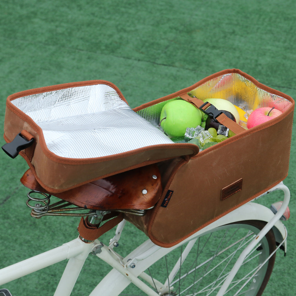 Brown Canvas Bicycle Trunk Cooler Bag P9374