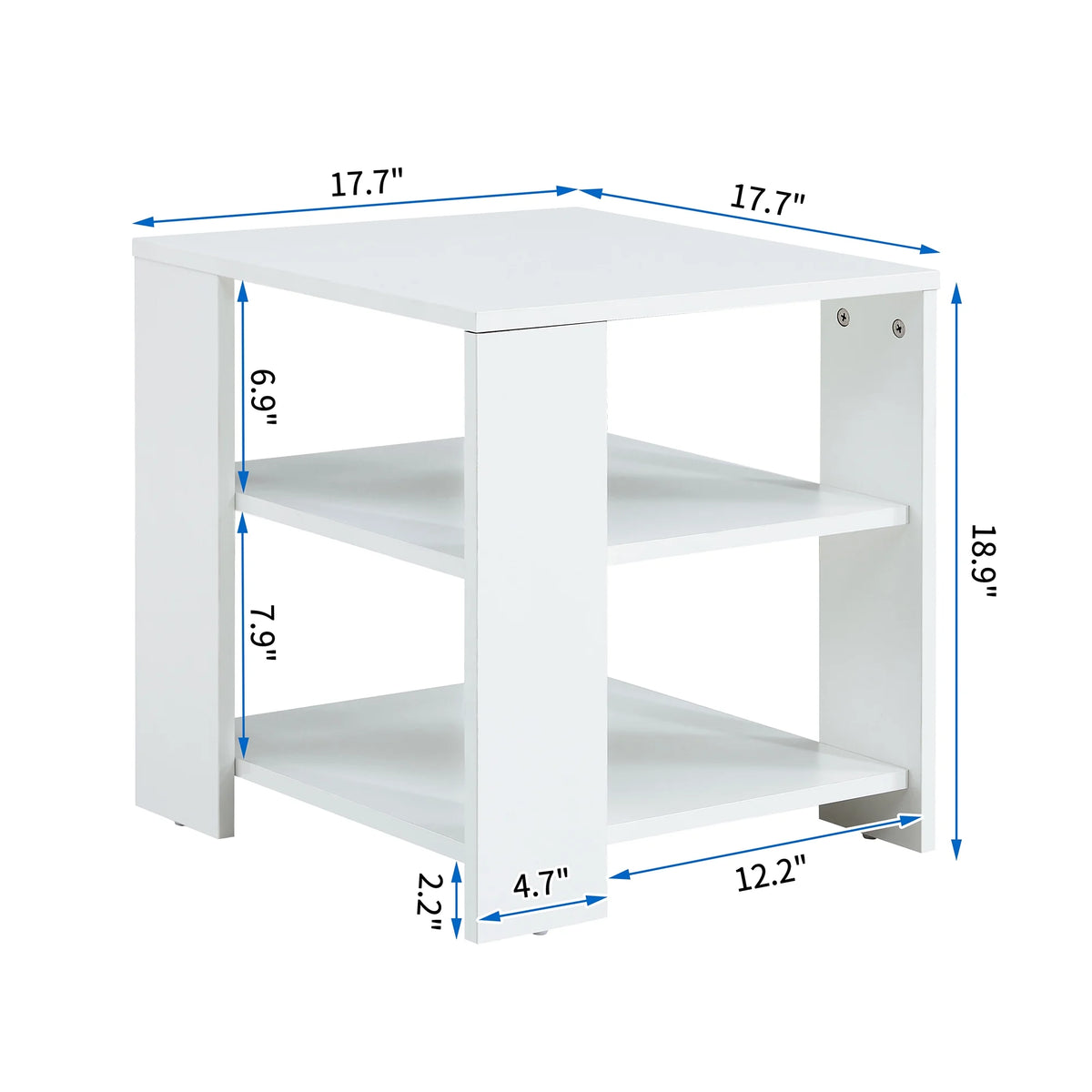 White 3 Tier Wood Square Nightstand W650