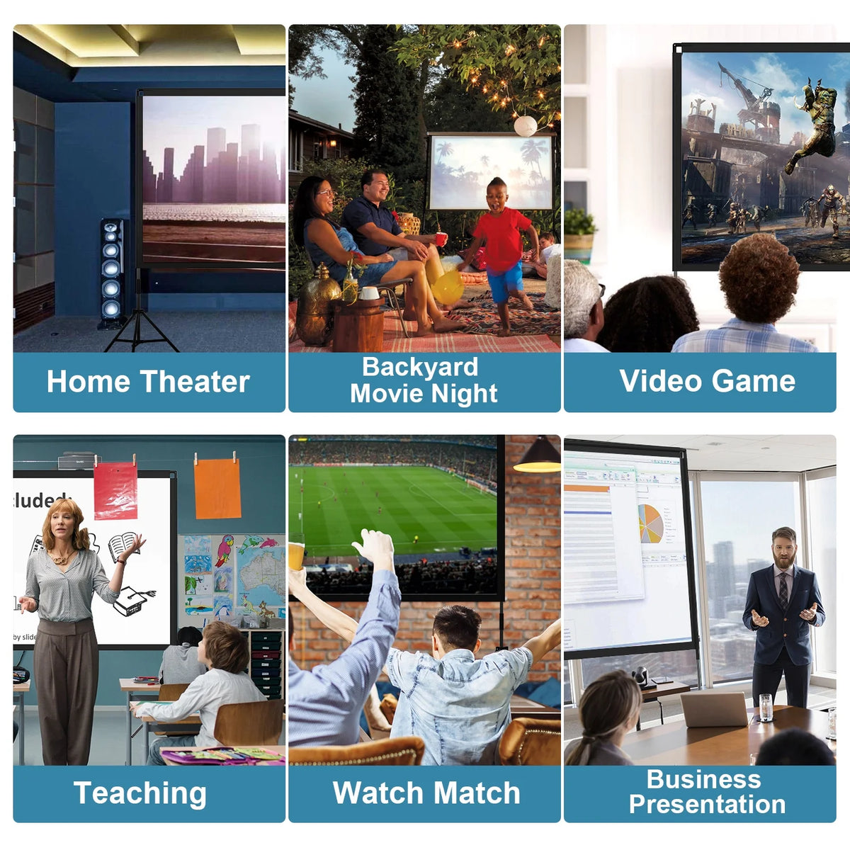 120inch 16:9 4K Wrinkle-Free Projector Screen with Stand and Carry Bag X11193