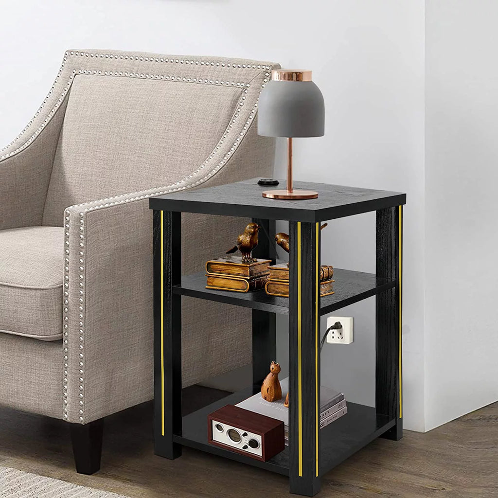 Black End Table with Charging Station L441210