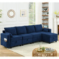Navy Blue Corduroy Velvet 5 Seat Modular Sectional Sofa N5814