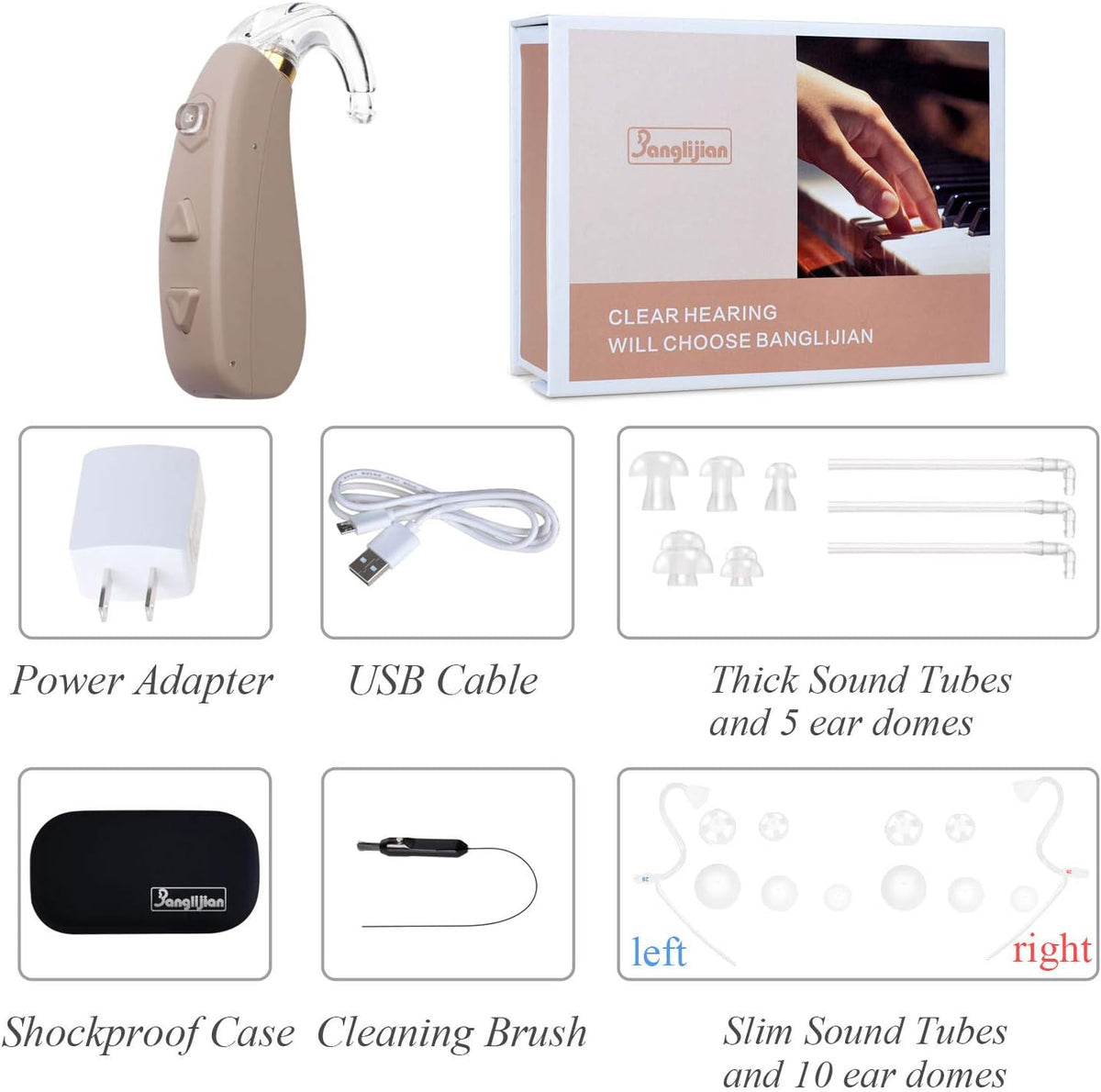 Rechargeable Hearing Aid with 4 Channels and Two Types of Sound Tubes S32865