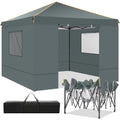 10' x 10' Pop up Canopy with 4 Removable Sidewalls and Carry Bag Q8570