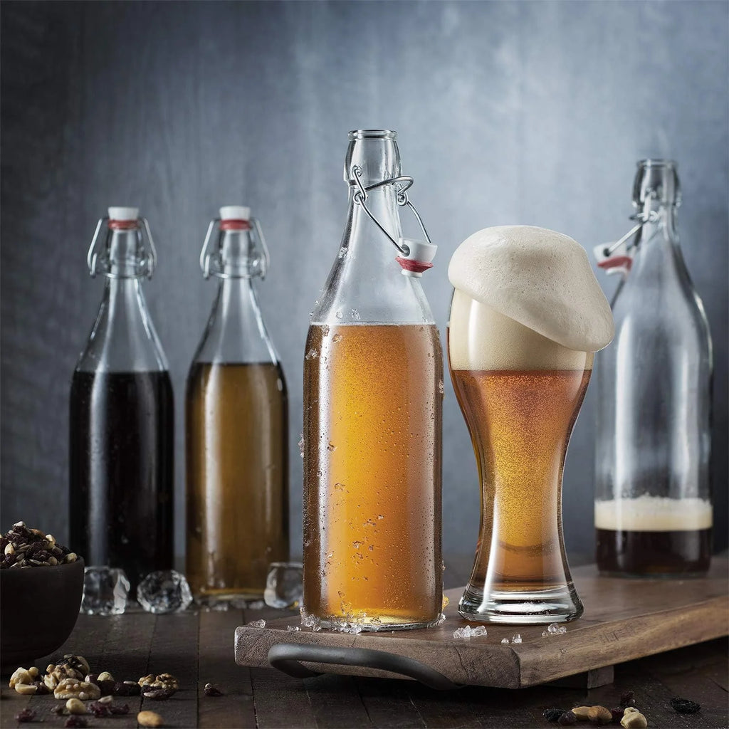 Clear Glass Swing Top Bottles 6 Pack 1 Liter N28929