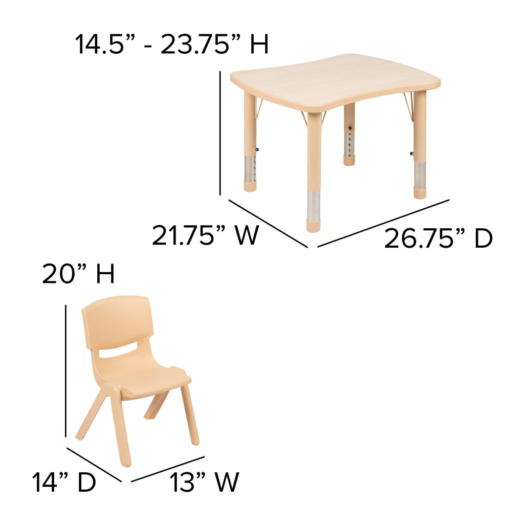 Beige Rectangle Plastic Activity Table Set with 4 Chairs N28038