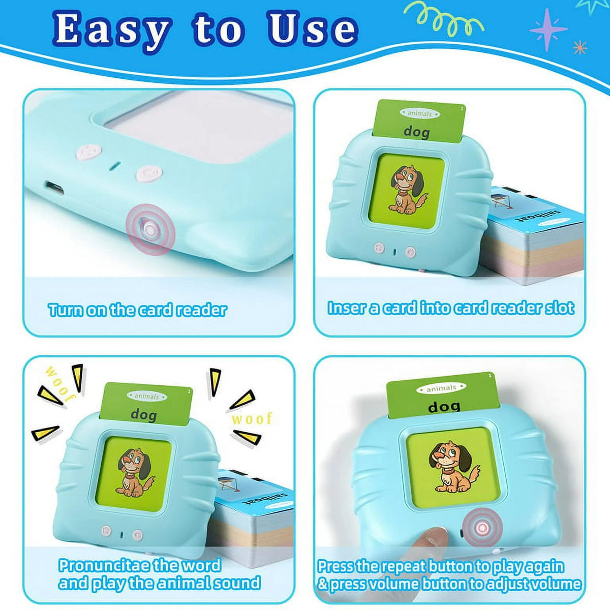 112 Pcs 224 Words Educational Flash Cards (Blue) M273