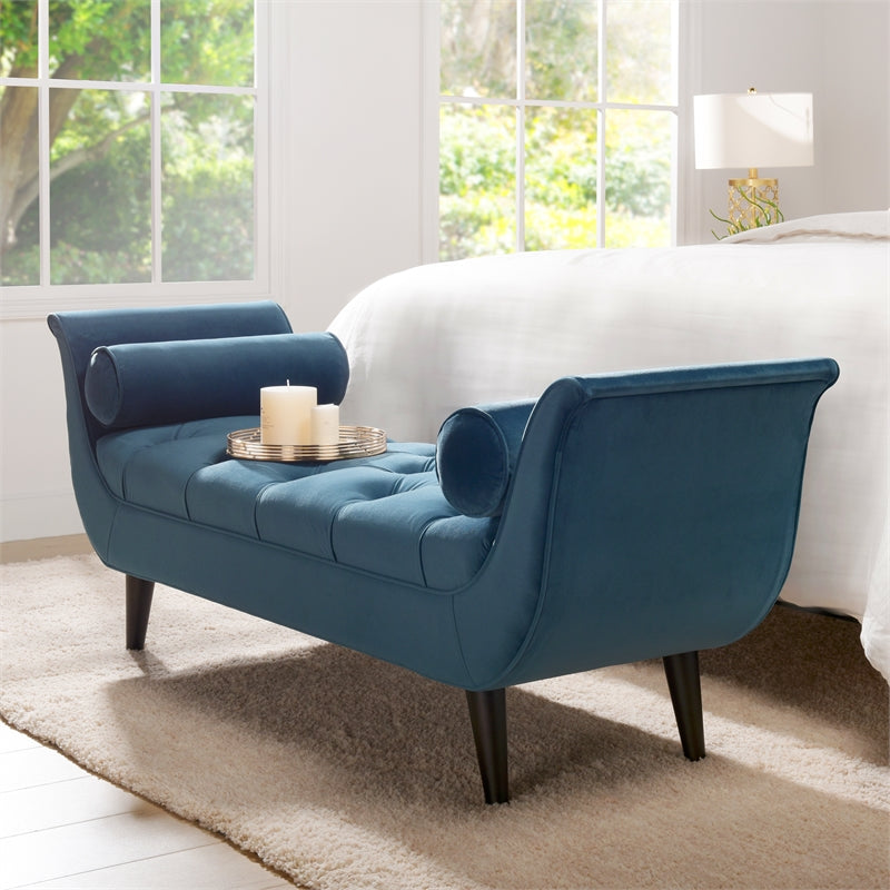 Teal Velvet Tufted Entryway Bench M73411
