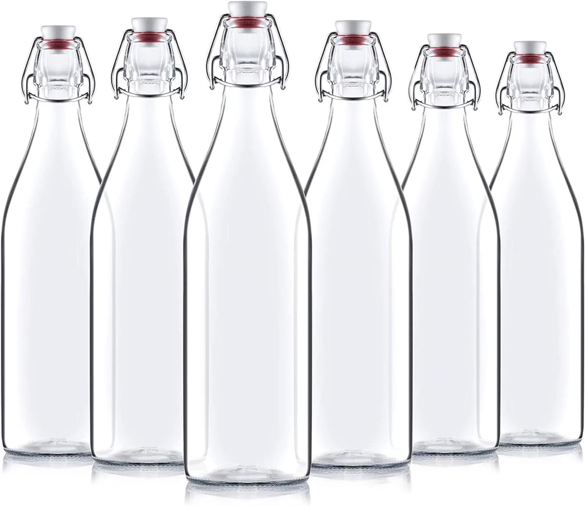 Clear Glass Swing Top Bottles 6 Pack 1 Liter N28929