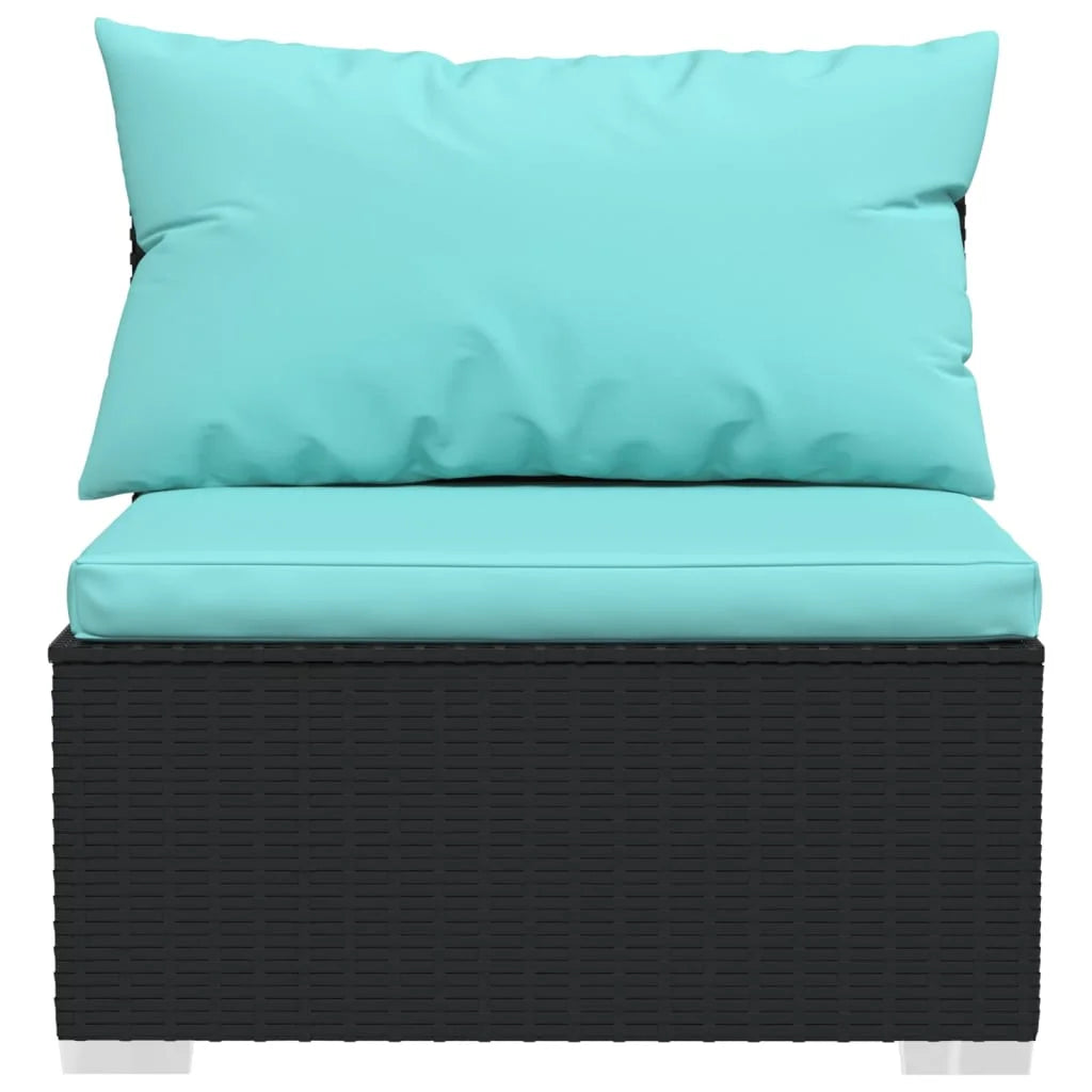 Black Poly Rattan 2 Piece Patio Furniture Set with Cushions P820