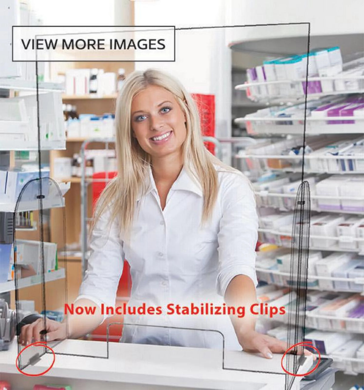 Clear Acrylic Single Panel Protective Barrier with Transaction Opening 30" x 42" X80130