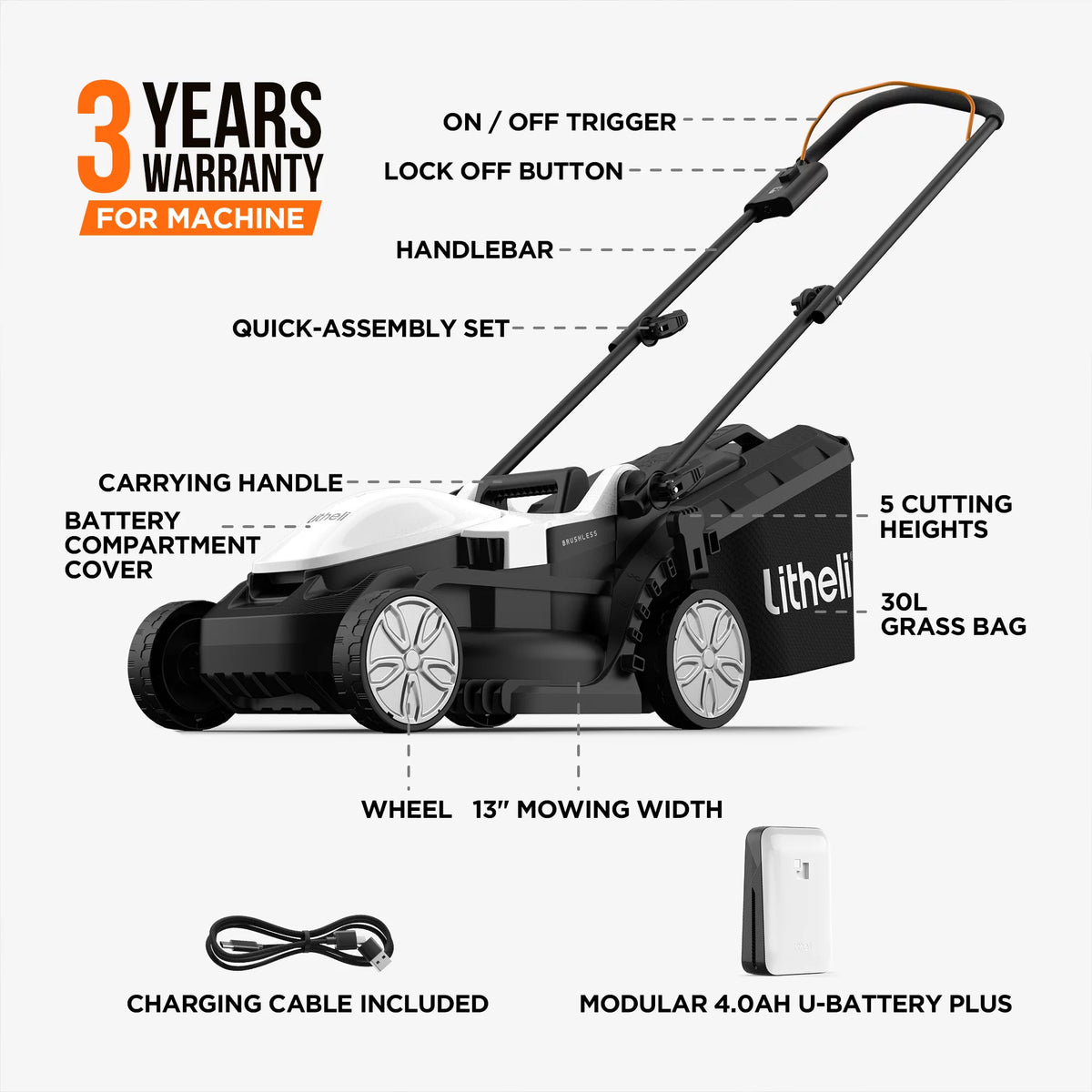 13 Inch Cordless Electric Lawn Mower G4122
