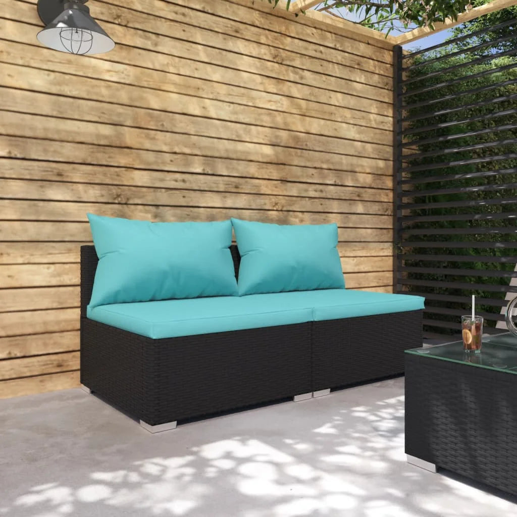 Black Poly Rattan 2 Piece Patio Furniture Set with Cushions P820
